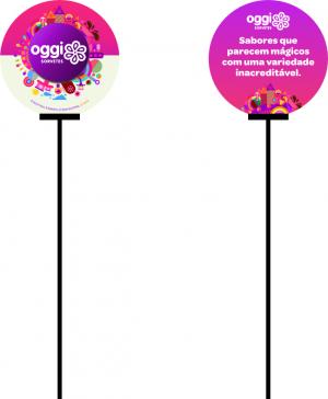 Pirulito Institucional Ps2mm com impressão uv frente e verso 30x100cm 4x0 Fosco Com aste para fixação 